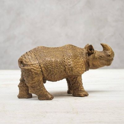 Alternate image for Hand-Carved Wood Rhino Sculpture from Thailand Awestruck Rhino