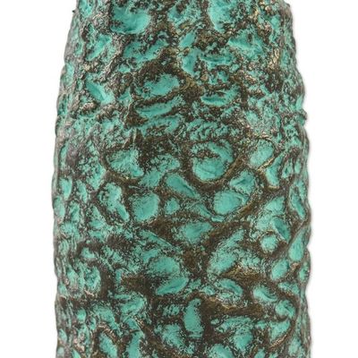 Alternate image for Textured Recycled Paper Decorative Vase from Thailand Textured Green