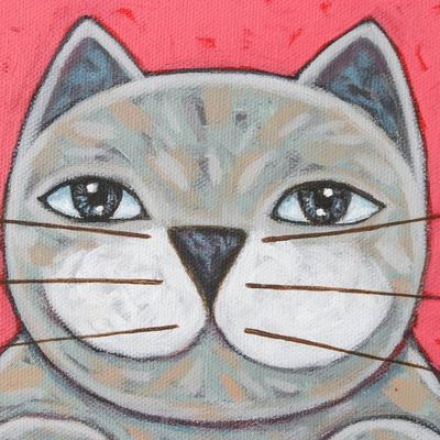 Alternate image for Signed Naif Diptych of a Cat and a Dog from Thailand Best Friend