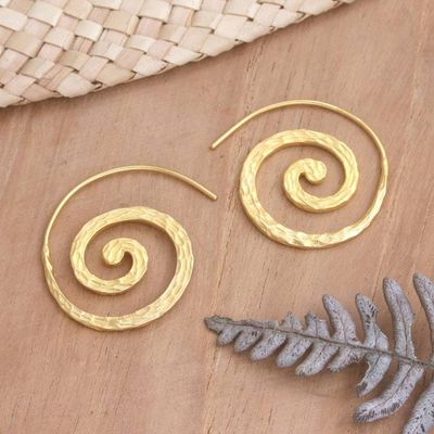 Primary image for Balinese 18k Gold-plated Coil Drop Earrings Spinning My Mind