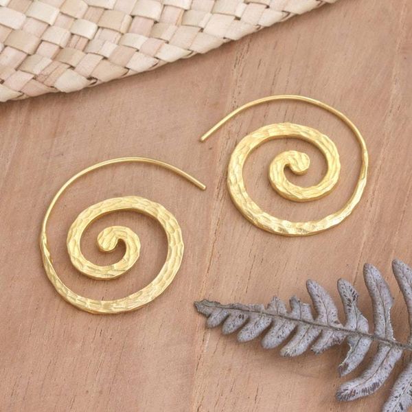 Alternate image for Balinese 18k Gold-plated Coil Drop Earrings Spinning My Mind