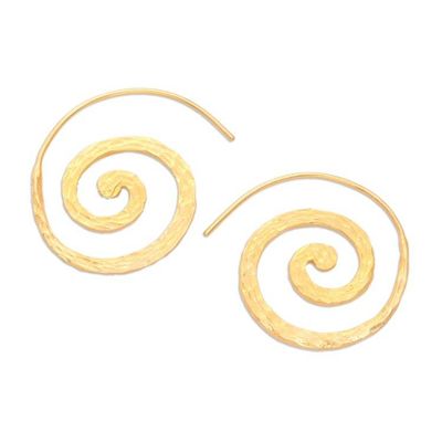 Alternate image for Balinese 18k Gold-plated Coil Drop Earrings Spinning My Mind