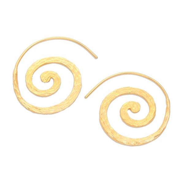 Alternate image for Balinese 18k Gold-plated Coil Drop Earrings Spinning My Mind