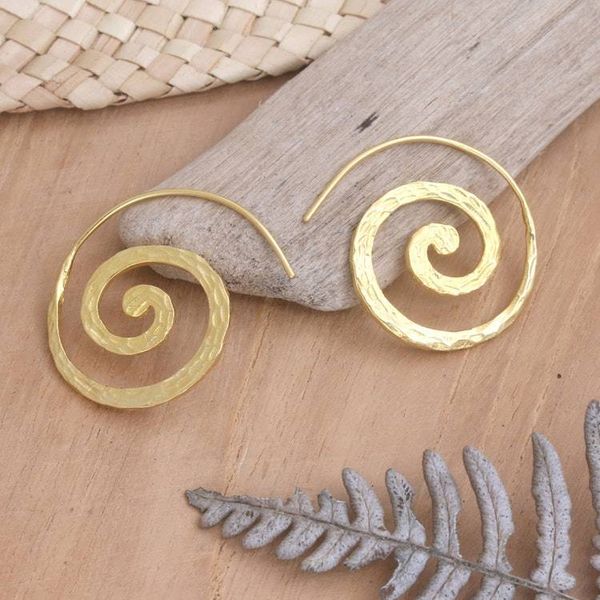 Alternate image for Balinese 18k Gold-plated Coil Drop Earrings Spinning My Mind