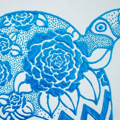 Alternate image for Acrylic Cat Painting with Floral Motif Cozy Cat