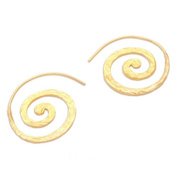 Alternate image for Balinese 18k Gold-plated Coil Drop Earrings Spinning My Mind