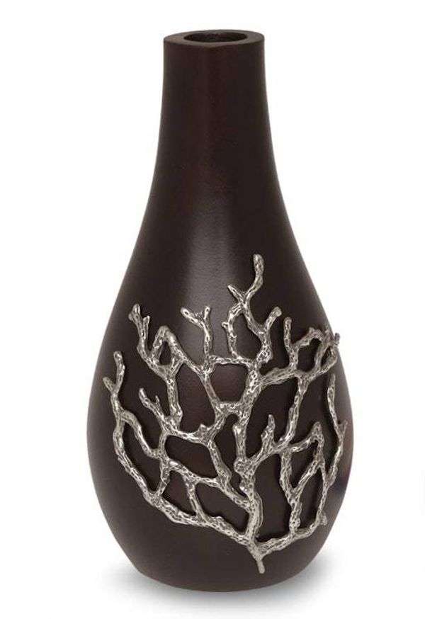 Alternate image for Artisan Crafted Mango Wood Vase Black Coral
