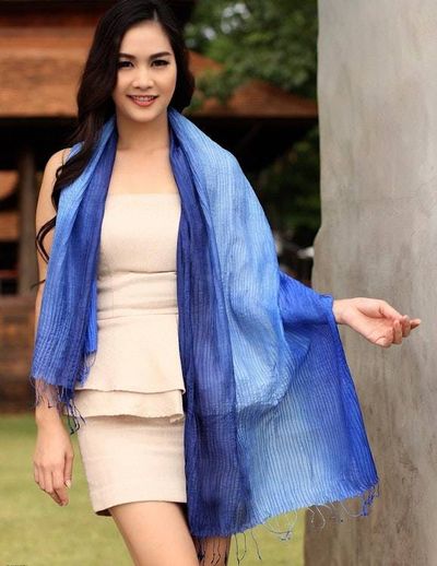 Alternate image for Silk Scarf in Blue Ombre Royal Blue Transition