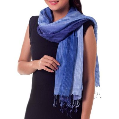 Alternate image for Silk Scarf in Blue Ombre Royal Blue Transition