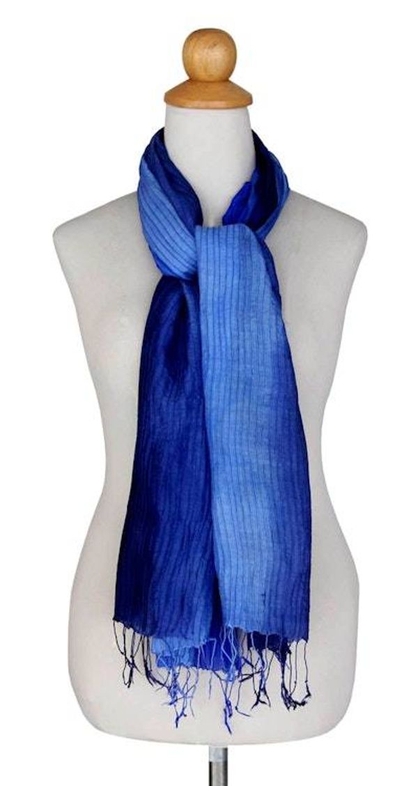 Alternate image for Silk Scarf in Blue Ombre Royal Blue Transition