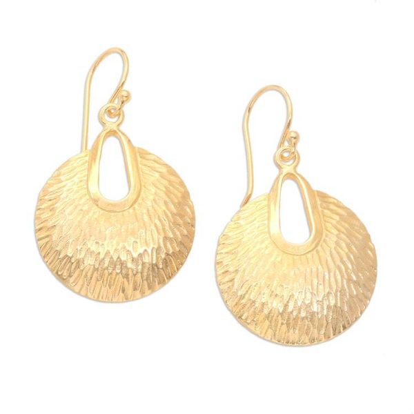 Alternate image for Balinese 18k Gold-plated Dangle Earrings Round the Bend