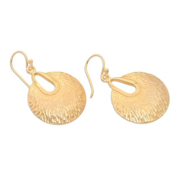 Alternate image for Balinese 18k Gold-plated Dangle Earrings Round the Bend