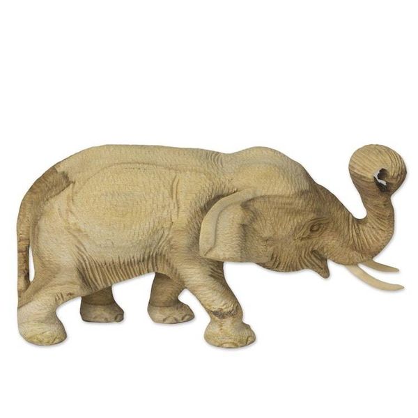 Alternate image for Hand Carved Teak Wood Elephant Statuette from Thailand Elephant Play