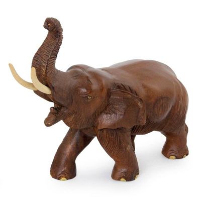 Alternate image for Artisan Crafted Wood Sculpture Elephant Delight