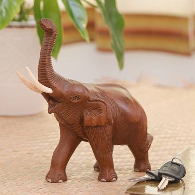 Alternate image for Artisan Crafted Wood Sculpture Elephant Delight