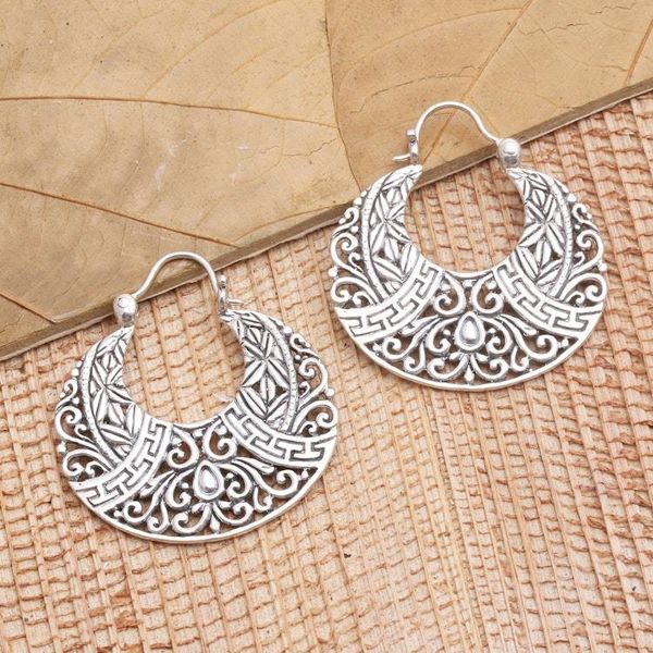Alternate image for Artisan Crafted Sterling Silver Hoop Earrings Organic Opulence