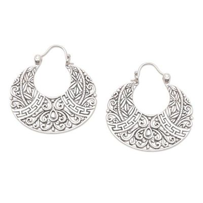 Alternate image for Artisan Crafted Sterling Silver Hoop Earrings Organic Opulence