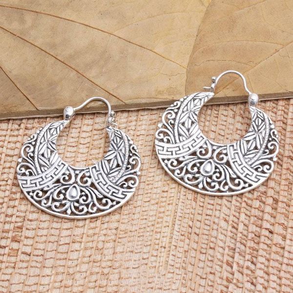 Alternate image for Artisan Crafted Sterling Silver Hoop Earrings Organic Opulence
