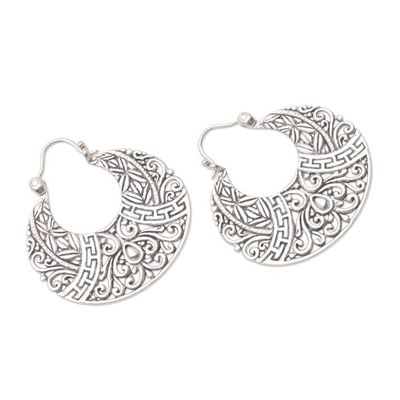 Alternate image for Artisan Crafted Sterling Silver Hoop Earrings Organic Opulence