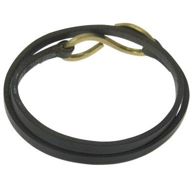 Alternate image for Artisan Crafted Leather Wrap Bracelet with Large Brass Hook Brown Infinity