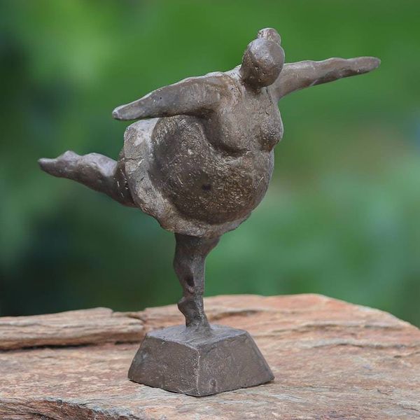 Alternate image for Thai Brass and Iron Ballerina Sculpture Forward Motion