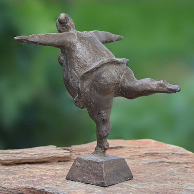 Alternate image for Thai Brass and Iron Ballerina Sculpture Forward Motion