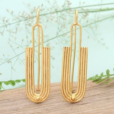 Primary image for Avant-Garde Polished 22K Gold-Plated Brass Drop Earrings Intrepid Future