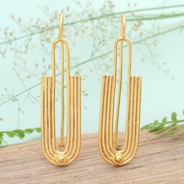 Alternate image for Avant-Garde Polished 22K Gold-Plated Brass Drop Earrings Intrepid Future