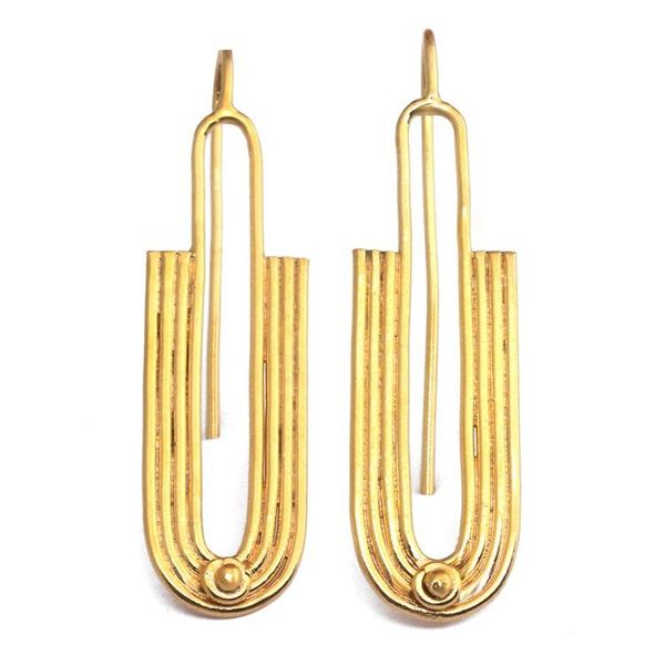 Alternate image for Avant-Garde Polished 22K Gold-Plated Brass Drop Earrings Intrepid Future