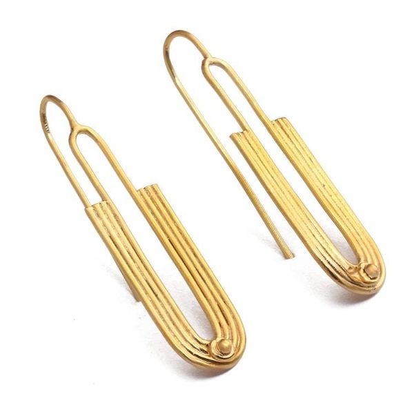 Alternate image for Avant-Garde Polished 22K Gold-Plated Brass Drop Earrings Intrepid Future