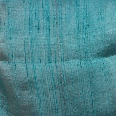 Alternate image for Handwoven Fringed Silk Shawl in Teal from Thailand Comforting Teal