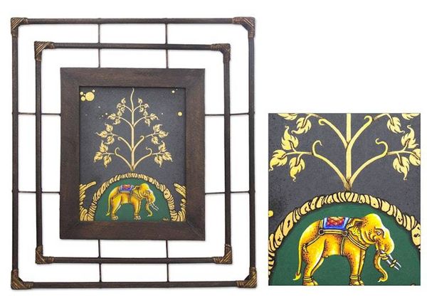 Alternate image for Framed Elephant Painting from Thailand White Elephant