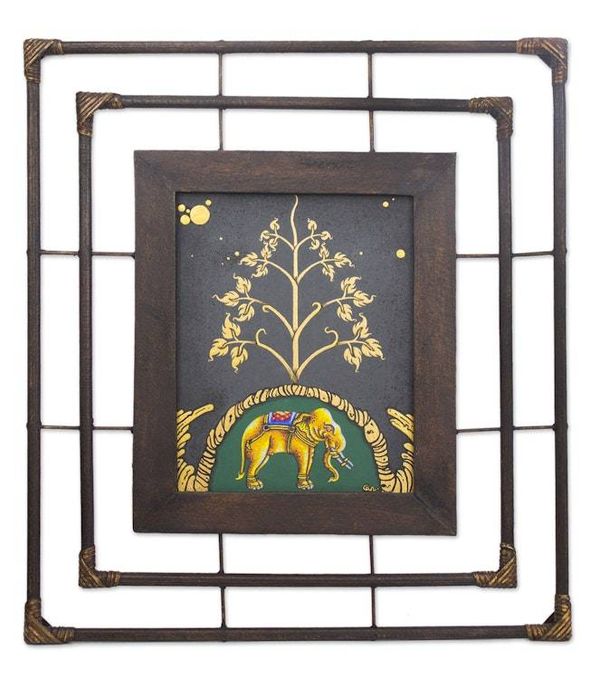Alternate image for Framed Elephant Painting from Thailand White Elephant