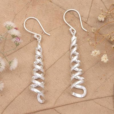 Alternate image for High-Polished Swirl-Shaped Sterling Silver Dangle Earrings Divine Swirl