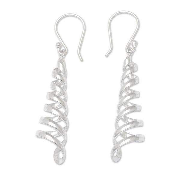 Alternate image for High-Polished Swirl-Shaped Sterling Silver Dangle Earrings Divine Swirl