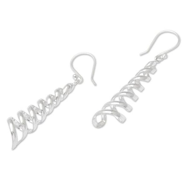 Alternate image for High-Polished Swirl-Shaped Sterling Silver Dangle Earrings Divine Swirl