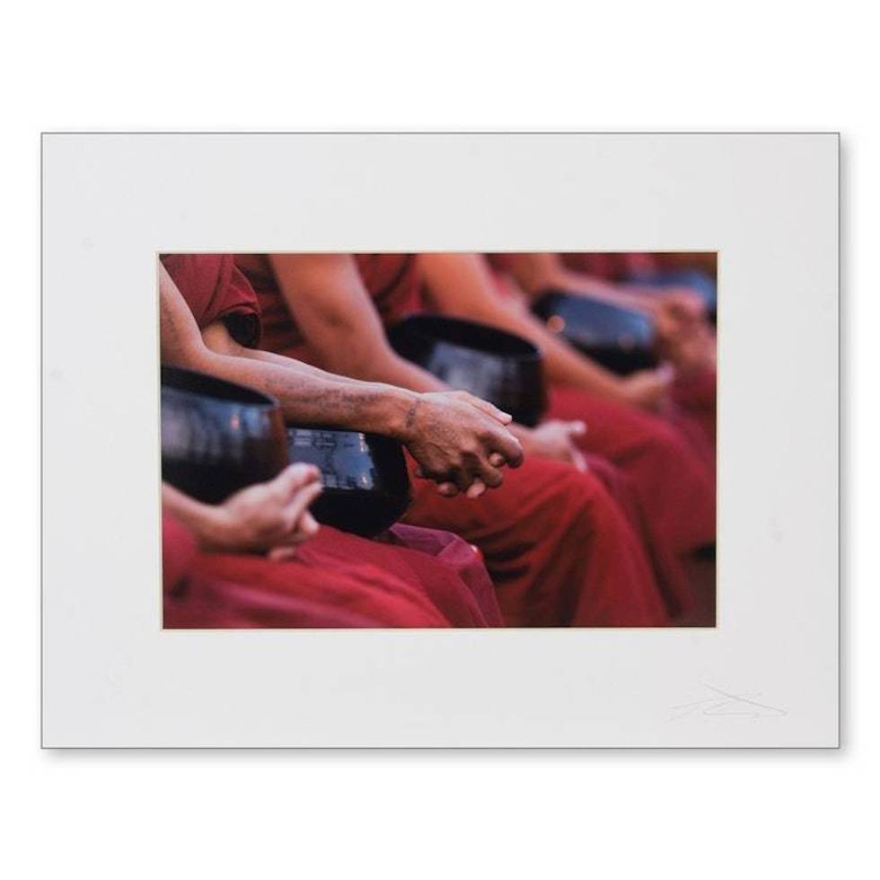 Original Color Photo Print of Buddhist Monks with Alms Bowls 'Alms Bowls ll'