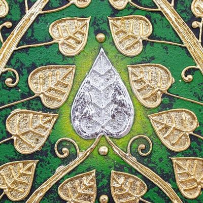 Alternate image for Acrylic and Metallic Foil on Canvas Painting Bright Bodhi