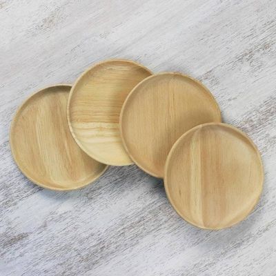 Alternate image for Four Rubberwood Dessert or Party Plates from Thailand Sweet Party