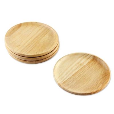Alternate image for Four Rubberwood Dessert or Party Plates from Thailand Sweet Party