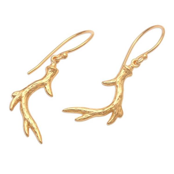 Alternate image for Handcrafted Gold Plated Earrings from Bali Fragrant Root