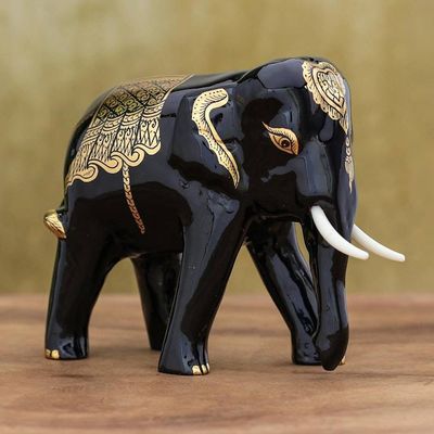 Primary image for Artisan Crafted Lacquerware Elephant Sculpture Royal Stampede