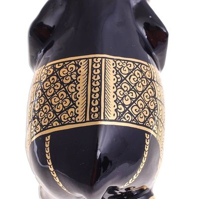 Alternate image for Artisan Crafted Lacquerware Elephant Sculpture Royal Stampede