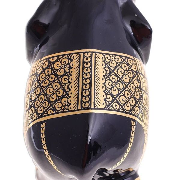 Alternate image for Artisan Crafted Lacquerware Elephant Sculpture Royal Stampede