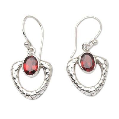 Alternate image for Garnet and Sterling Silver Dangle Earrings Blazing Heart