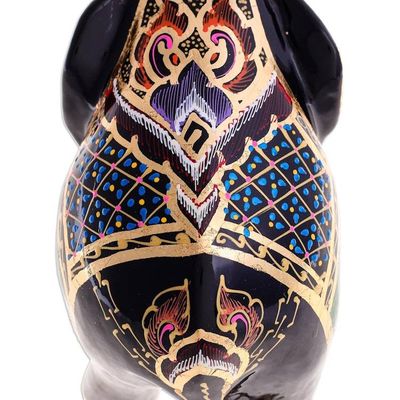 Alternate image for Gold-Accented Raintree Wood Elephant Sculpture Royal Beast in Red