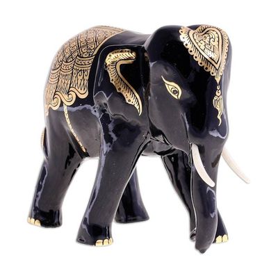 Alternate image for Hand Carved Lacquerware Elephant Sculpture The Elephant Vanishes