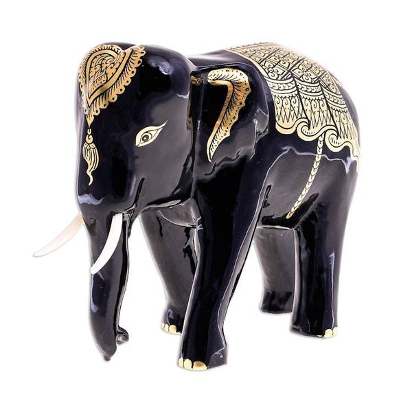 Alternate image for Hand Carved Lacquerware Elephant Sculpture The Elephant Vanishes
