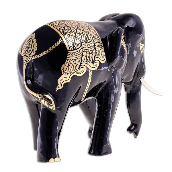 Alternate image for Hand Carved Lacquerware Elephant Sculpture The Elephant Vanishes