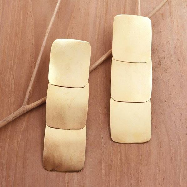 Alternate image for Hand Crafted Gold-Plated Dangle Earrings Reflection of Life
